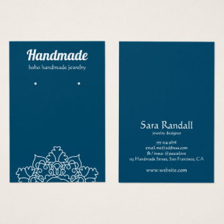 Boho White Mandala Dark Turquoise Écran d'oreille