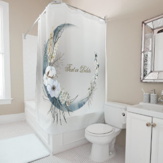Boho White Orchid Blume Blue Moon Elegante Duschvorhang
