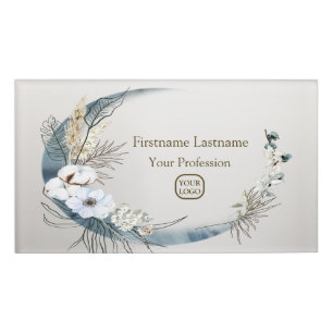 Boho White Orchid Blume Blue Moon Elegante Namenschild