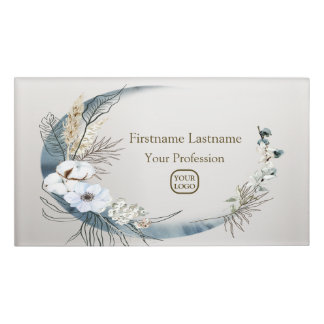 Boho White Orchid Blume Blue Moon Elegante Namenschild