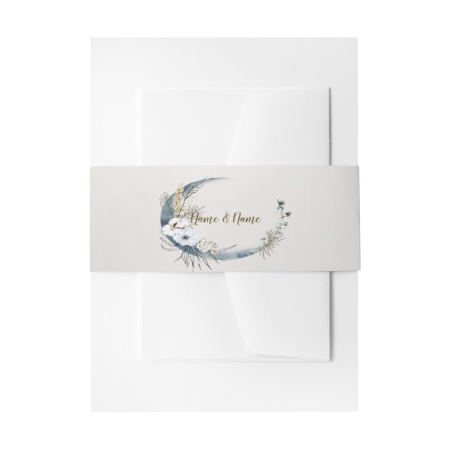 Boho White Orchid Blume Blue Moon Elegantes Party Einladungsbanderole (Vorderseite Beispiel)