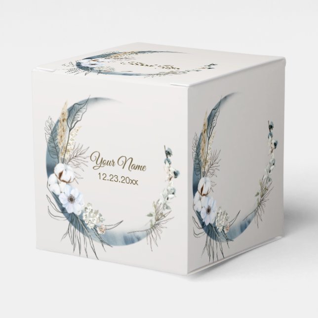 Boho White Orchid Blume Blue Moon Elegantes Party Geschenkschachtel (Vorderseite)