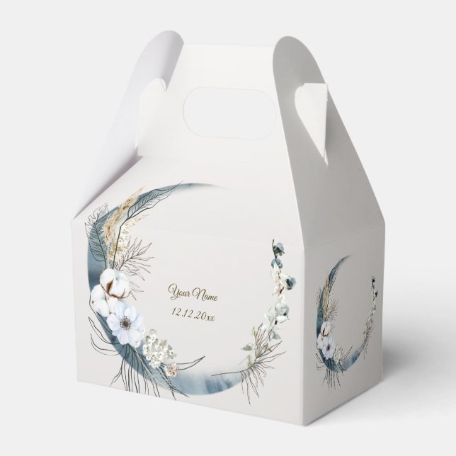 Boho White Orchid Blume Blue Moon Elegantes Party Geschenkschachtel (Vorderseite)