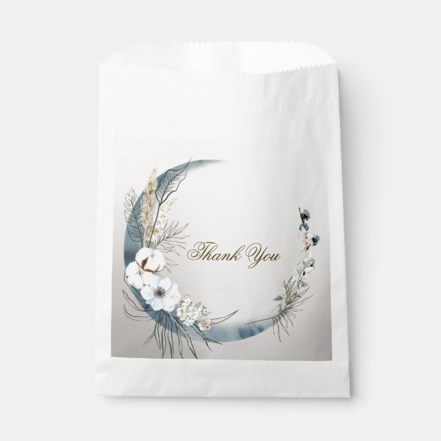 Boho White Orchid Blume Blue Moon Elegantes Party Geschenktütchen (Vorderseite)
