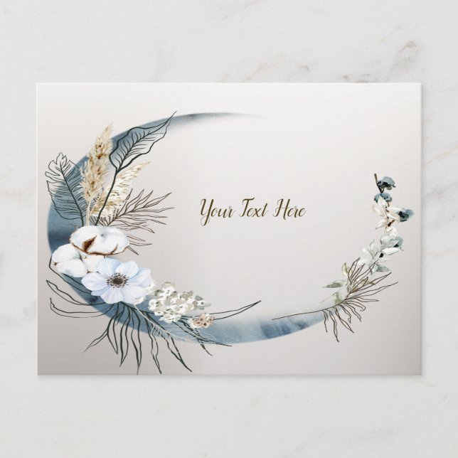 Boho White Orchid Blume Blue Moon Elegantes Party Postkarte (Vorderseite)