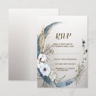 Boho White Orchid Blume Blue Moon Elegantes Party RSVP Karte