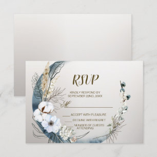 Boho White Orchid Blume Blue Moon Elegantes Party RSVP Karte