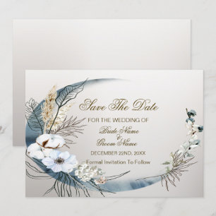 Boho White Orchid Blume Blue Moon Elegantes Party Save The Date