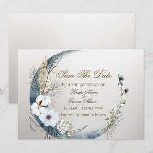Boho White Orchid Blume Blue Moon Elegantes Party Save The Date