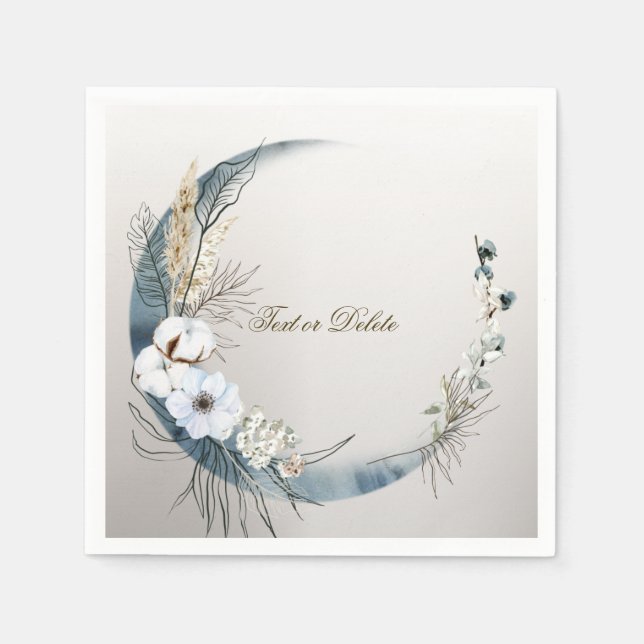 Boho White Orchid Blume Blue Moon Elegantes Party Serviette (Vorderseite)