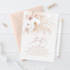 Boho White Orchids Bloom Pampas Grass Baby Dusche Einladung