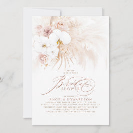 Boho White Orchids Pampas Grass Brautparty Einladung