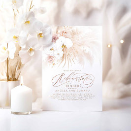 Boho White Orchids Pampas Grass Probe Dinner Einladung