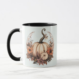 Boho White Pumpkins und Blume Green Halloween Tasse