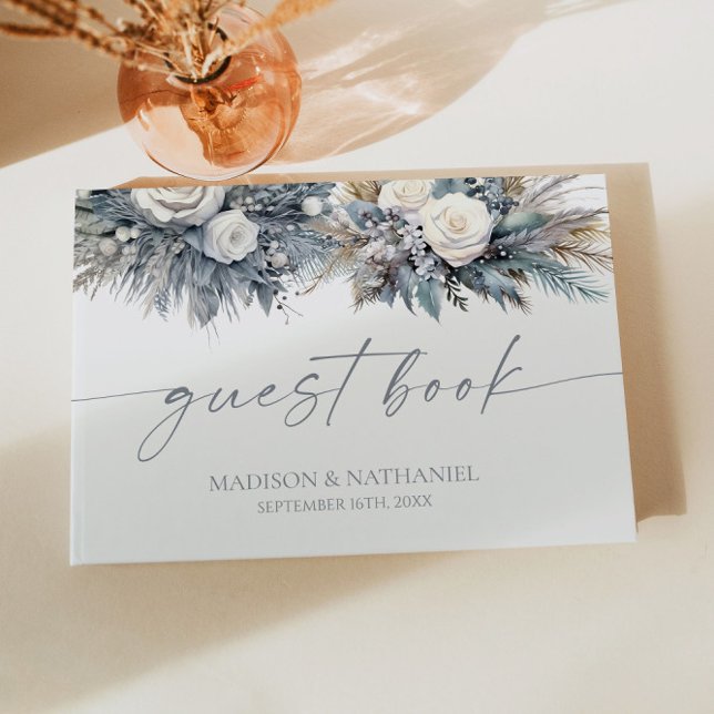 Boho White Rose Blumengarten Hochzeit Gästebuch (Von Creator hochgeladen)