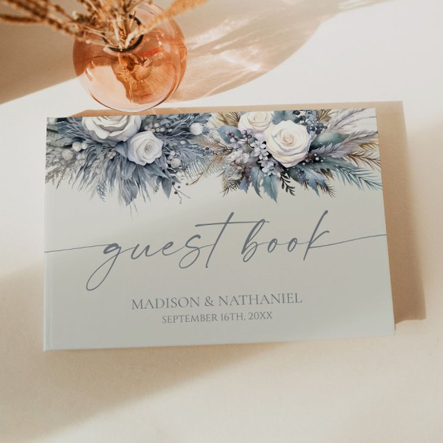 Boho White Rose Blumengarten Hochzeit Gästebuch (Von Creator hochgeladen)