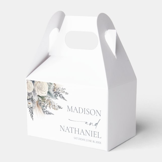 Boho White Rose Blumengarten Hochzeit Geschenkschachtel (Vorderseite)