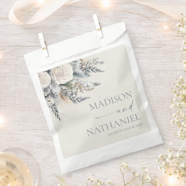 Boho White Rose Blumengarten Hochzeit Geschenktütchen (Ausgeschnitten)