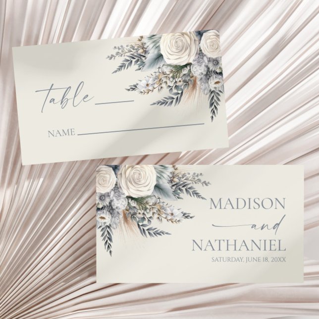 Boho White Rose Blumengarten Hochzeit Platzkarte (Von Creator hochgeladen)