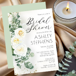 Boho White Rose Floral | Eukalyptus-Brautparty Einladung