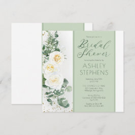 Boho White Rose Floral | Eukalyptus-Brautparty Einladung