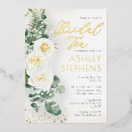 Boho White Rose Floral | Eukalyptus Bridal Tee Folieneinladung