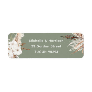 Boho White & Sage Rücksendeadresse Wedding Label