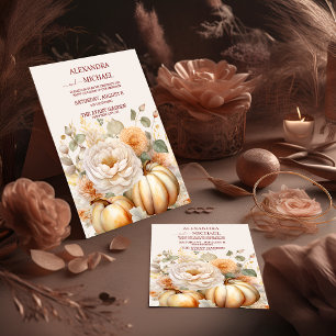 Boho White und Gold Glitzer Pumpkins Wedding Einladung