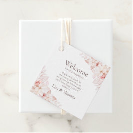 Boho White und Pink Roses Begrüßungsmarke Geschenkanhänger
