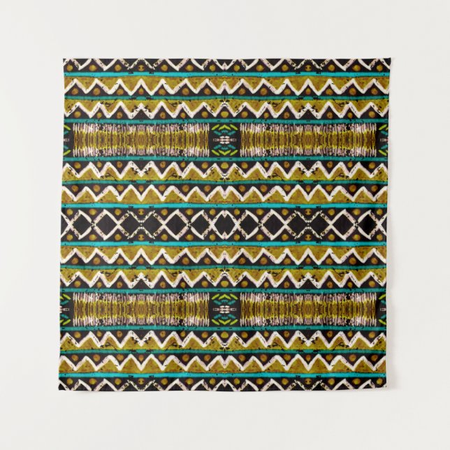 Boho wiederholt. Geometrische nahtlose Stickerei.  Wandteppich (Vorderseite)
