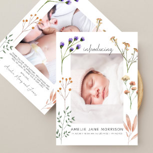 Boho-Wiesenblüten 2 Fotos Baby Shower Dankeskarte
