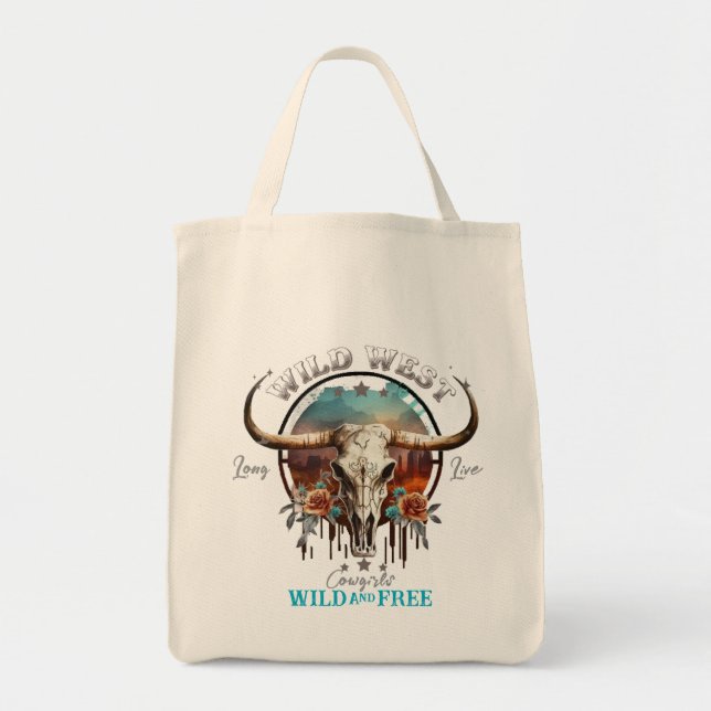 Boho Wild and Free Grocery Tasche (Vorne)