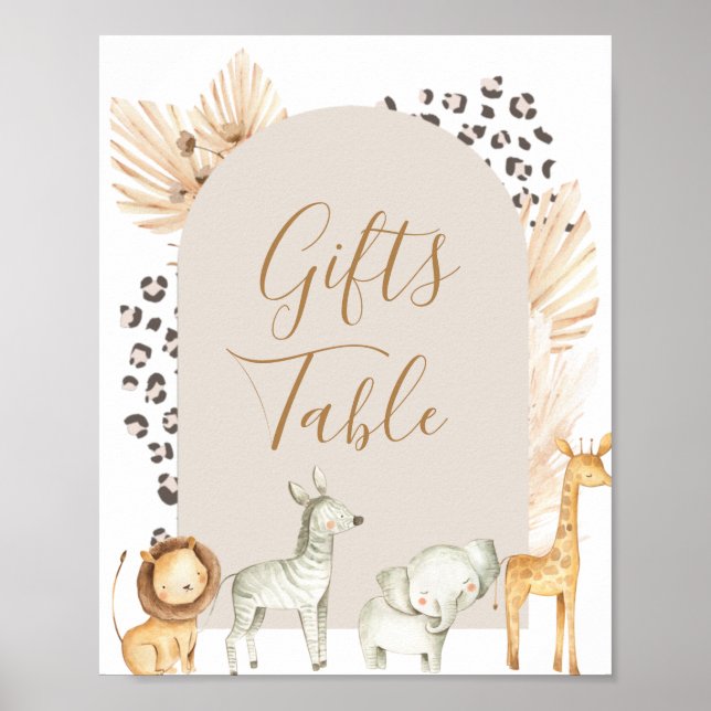 Boho Wild Animals Floral Geschenke Table Poster (Vorne)