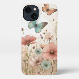 Boho Wild Blume und Butterflies iPhone Case Hülle