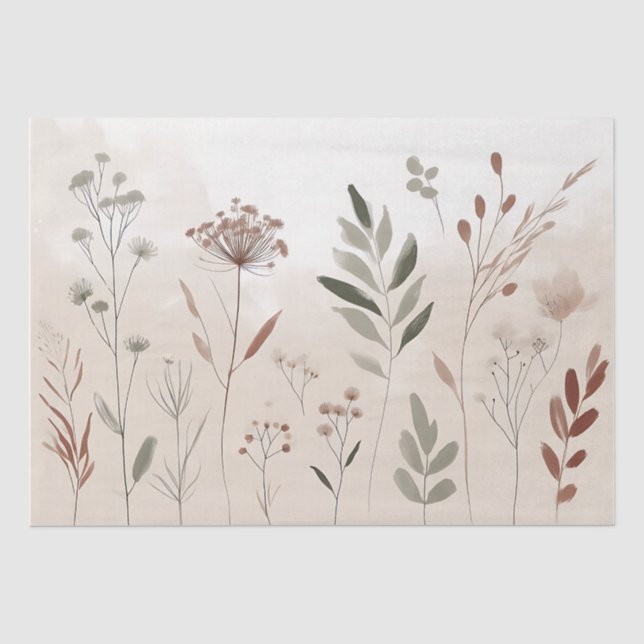 Boho Wild Blume | Wüstengarten-Blumenmuster Seidenpapier (Vorderseite)