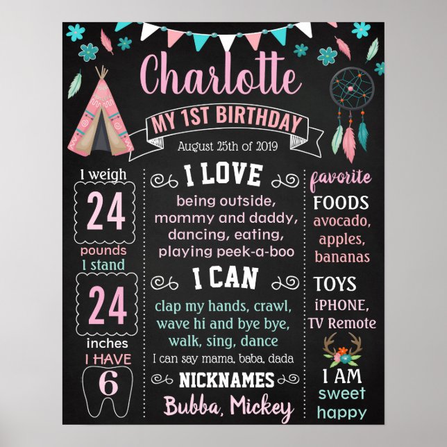 Boho Wild ein amerikanischer Ureinwohner zum Gebur Poster (Vorne)