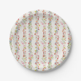 boho wild floral summer wedding Baby Shower Pappteller