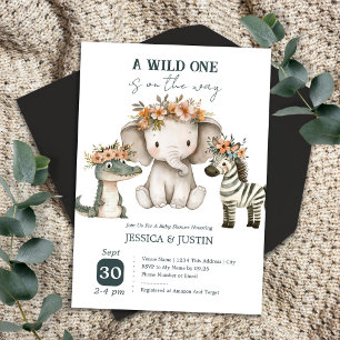 Boho Wild One Florale Babyparty Einladung