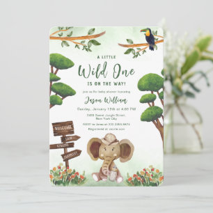 Boho Wild One Safari Elefant Jungen Baby Shower Einladung