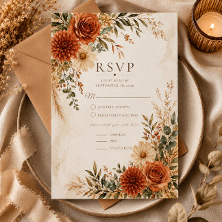 Boho Wild Terrakotta-Garten-Hochzeit-RSVP-Karte RSVP Karte