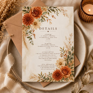 Boho Wild Terrakotta-Garten-Hochzeits-Details Kart RSVP Karte