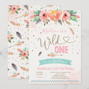 Boho Wild Un Anniversaire Invitation Aquarelle Boh