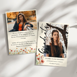 Boho Wildblume 2 Fotos Abschluss Ankündigung