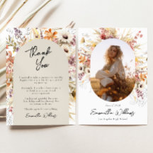 Boho Wildblume Arch Abschluss Danke, Card