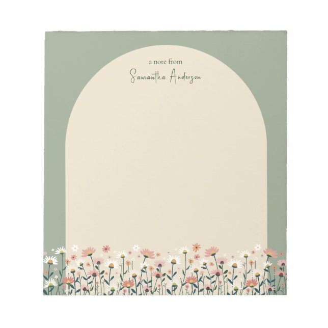 Boho Wildblume Arch Floral Border Notizblock (Vorderseite)