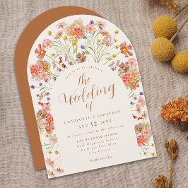 Boho Wildblume Arch Terracotta Hochzeit im Herbst Einladung