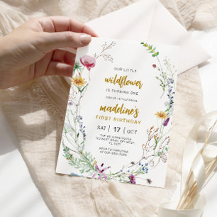 Boho Wildblume Baby 1. Geburtstag Einladung