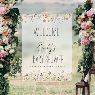 Boho Wildblume Baby Dusche Begrüßungszeichen Acrylschild