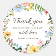 Boho Wildblume Baby Dusche Vielen Dank Sticker