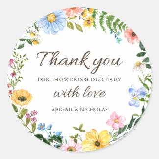 Boho Wildblume Baby Dusche Vielen Dank Sticker